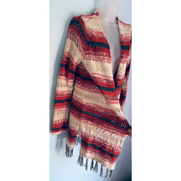 Wrangler Fringe Open Front Knit Cardigan Women's Medium - Picture 10 of 10